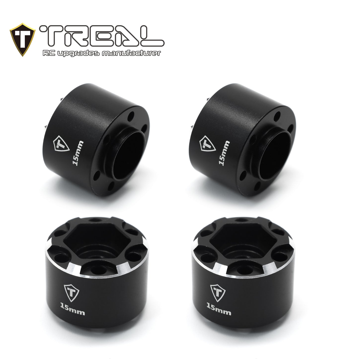 Treal 12mm Hex Hubs 1.9 Wheel Spacer Extension 12mm/15mm/18mm （4p）for 1/10 RC Crawler 1.9 inch Wheel Rim(Black)