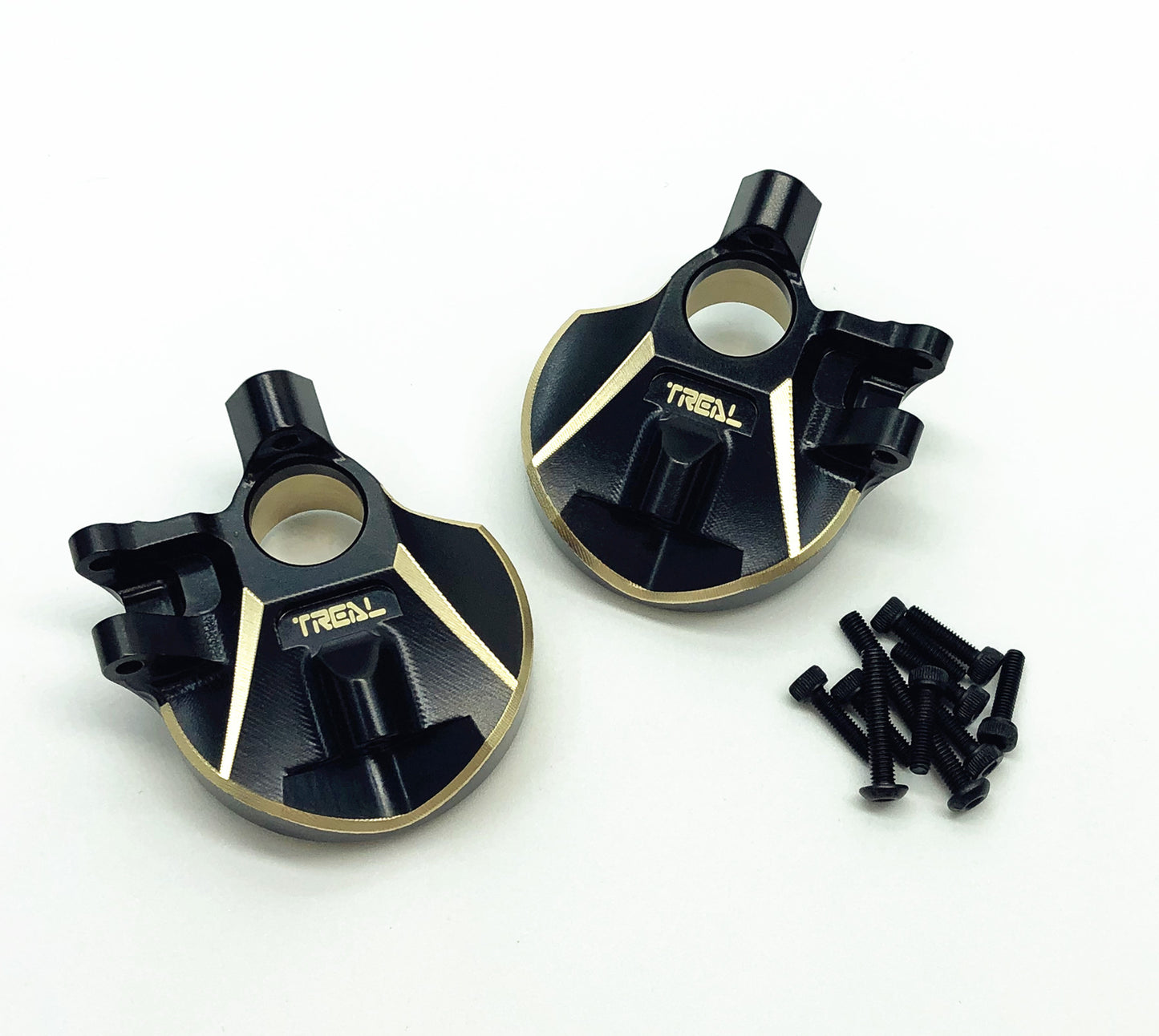 Treal Brass Front Inner Portal Covers Steering Knuckles 93g for Axial Capra UTB/SCX10 III Black-Type A