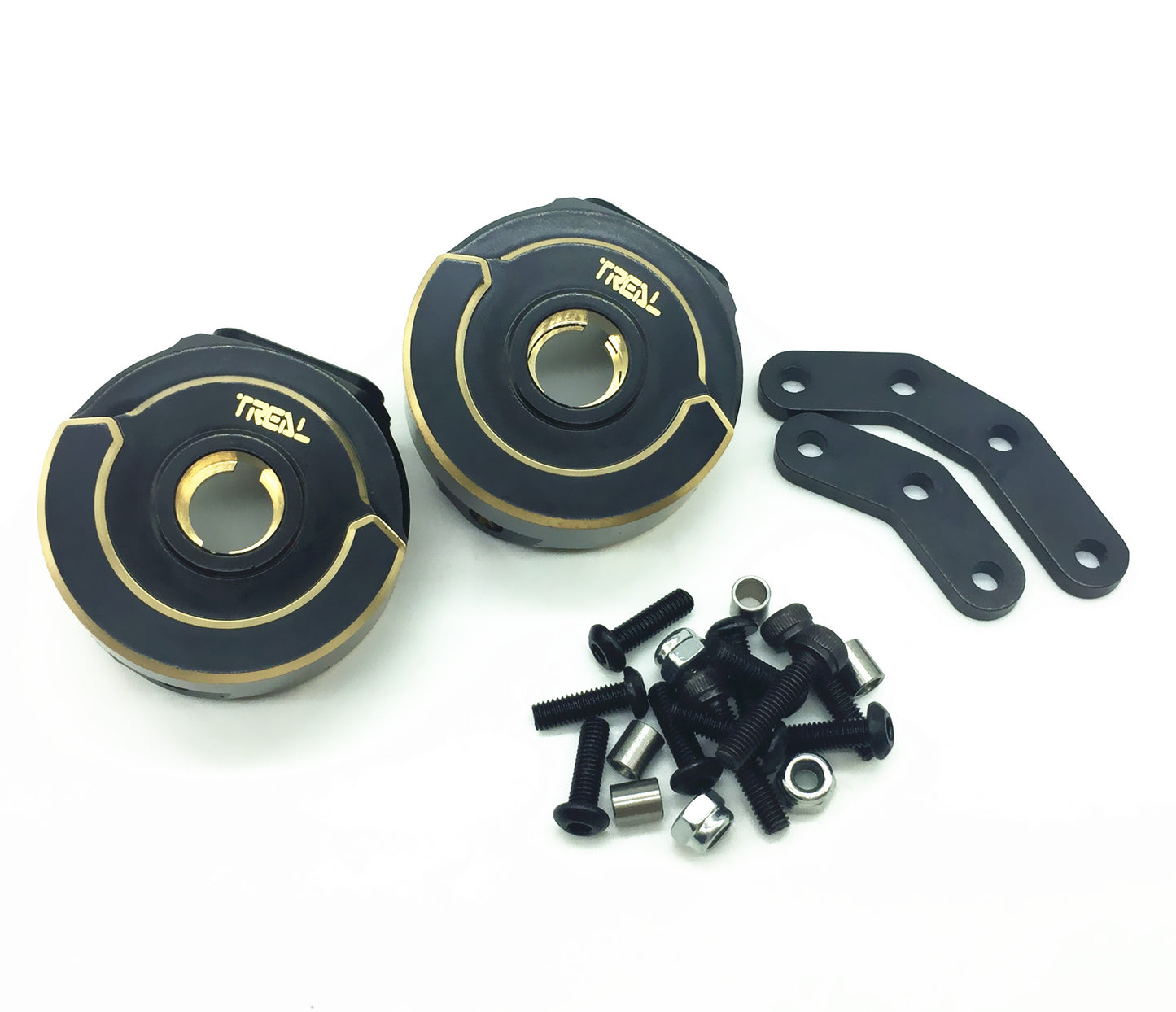 Treal Brass Front Steering Blocks Knuckles(2) with Steel Steering Plate (Left and Right) for Element Enduro RC