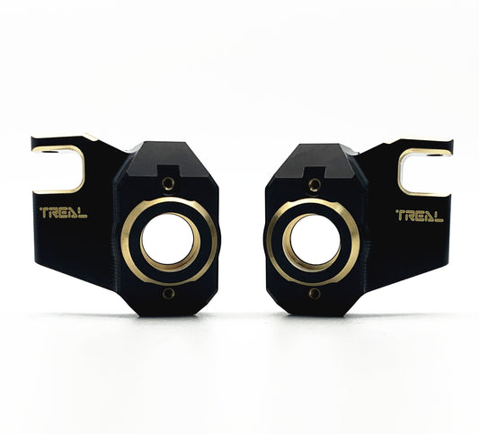 Treal Brass Front Steering Knuckles for SCX10 III Straight Axle Compatible with SCX10 III Early Ford Bronco & Jeep CJ-7 1/10th RC Truck