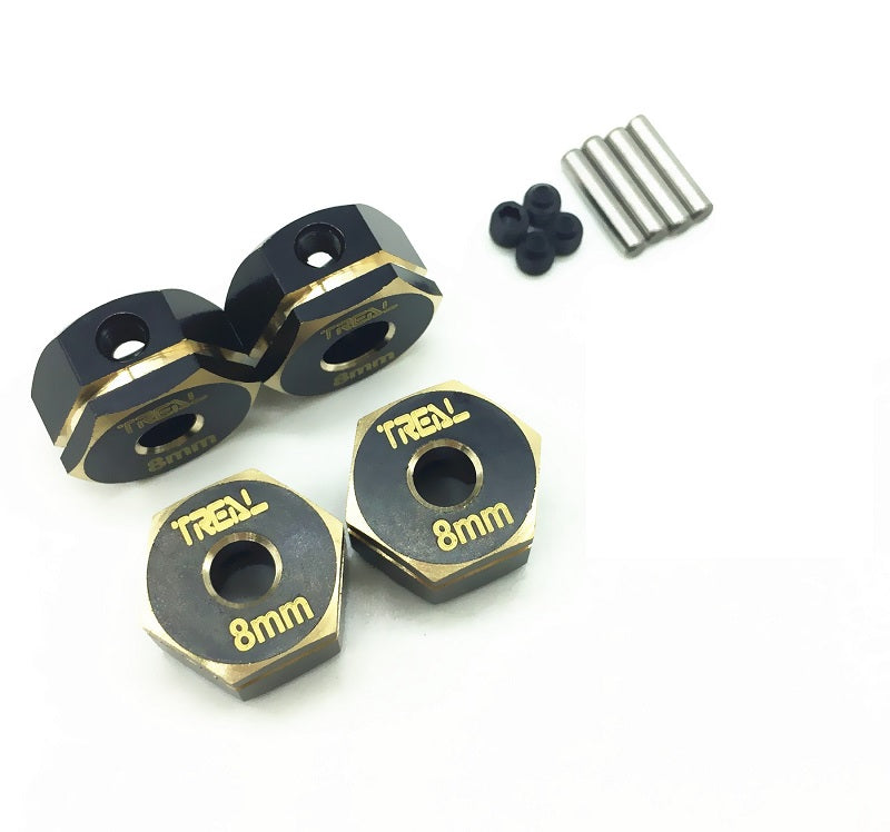 Treal Brass Hex Adapter Wheel hubs(4)(8mm) for Element RC Enduro