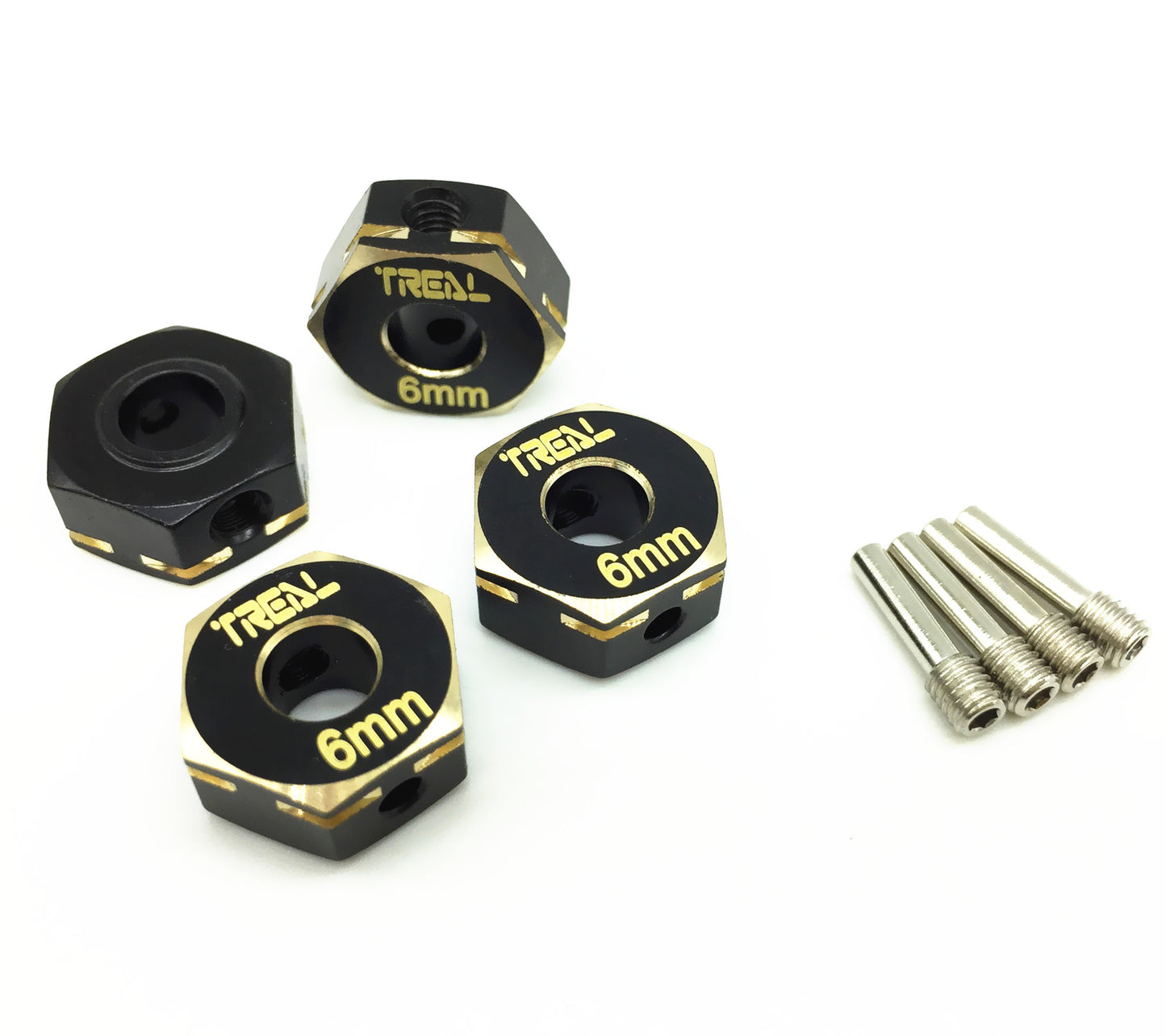 Treal Brass Hex Wheels Hubs Adaptors 6mm(4) pcs for Axial Capra & SCX10 III
