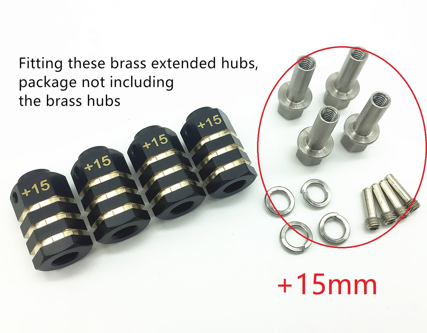 Treal Hardware for TRX-4 Brass Extended Wheel Hubs +15MM