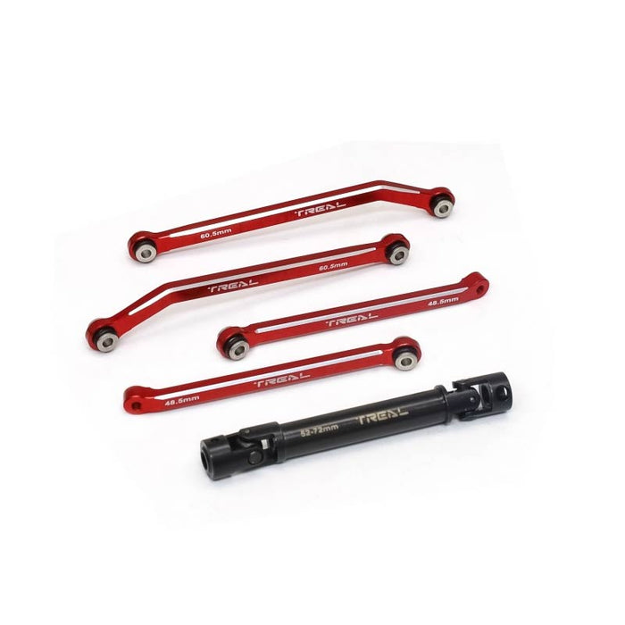 TREAL Aluminum 7075 Extended Rear Suspension Links Kit (+12mm) & Rear Center Drive Shaft Stretch Kit for FMS FCX24