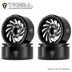 TREAL 1.9 Beadlock Wheels - Cyclone Style CNC Machined Aluminum Rims (4-Pack)  for 1/10 RC Crawlers e.g. TRX4, SCX10 III, and Ascent