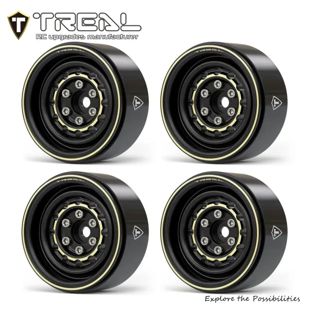 TREAL 1.9 Beadlock Wheels Brass Heavy Weight 257g Wheel Rims for 1/10 ...