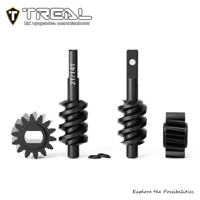 TREAL Harden Steel 2T/14T Axle Worm Gears Set(2) for 1/30 Axial SCX30, Overdrive 14%