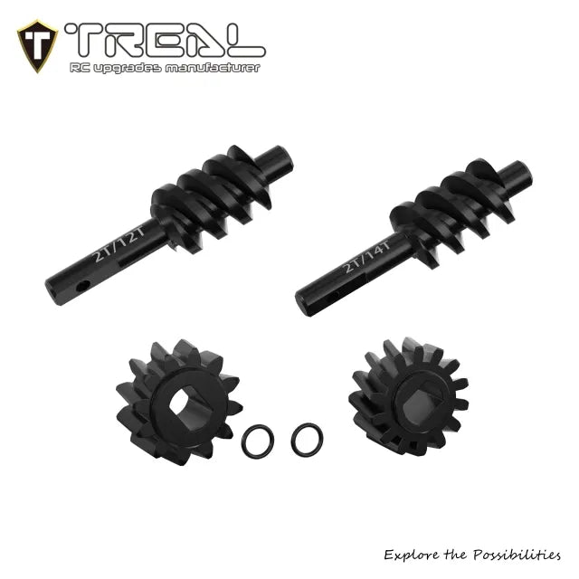TREAL Harden Steel 2/12T & 2/14T Axle Overdrive Worm Gear Set for 1/30 Axial SCX30