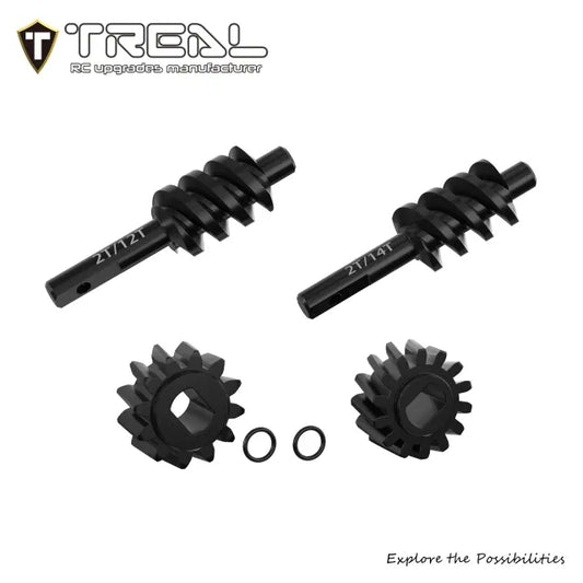 TREAL Harden Steel 2/12T & 2/14T Axle Overdrive Worm Gear Set for 1/30 Axial SCX30