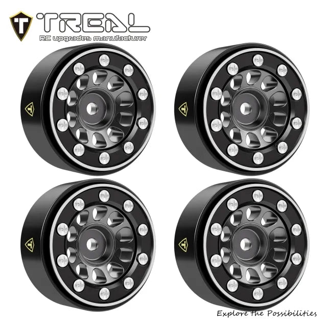 TREAL Aluminum Beadlock Wheels (4P) 0.7'' Wheel for Axial SCX30-Type E