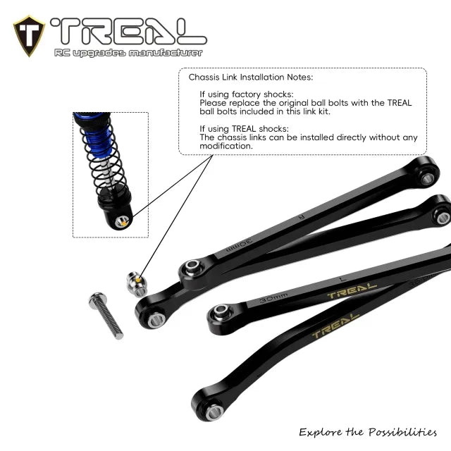 TREAL Brass High Clearance Chassis Links(8P) Set for Axial SCX30