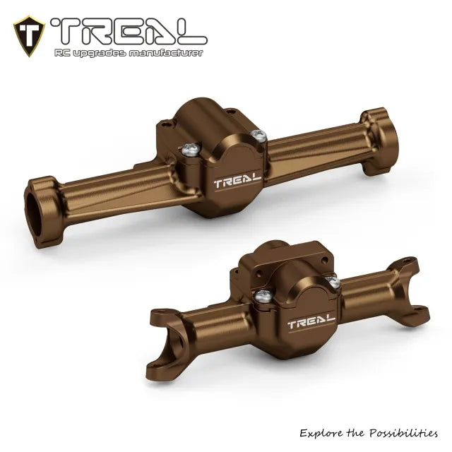 TREAL SCX30 Front and Rear Axle Housings Set CNC Machined 7075 Aluminum Upgrades