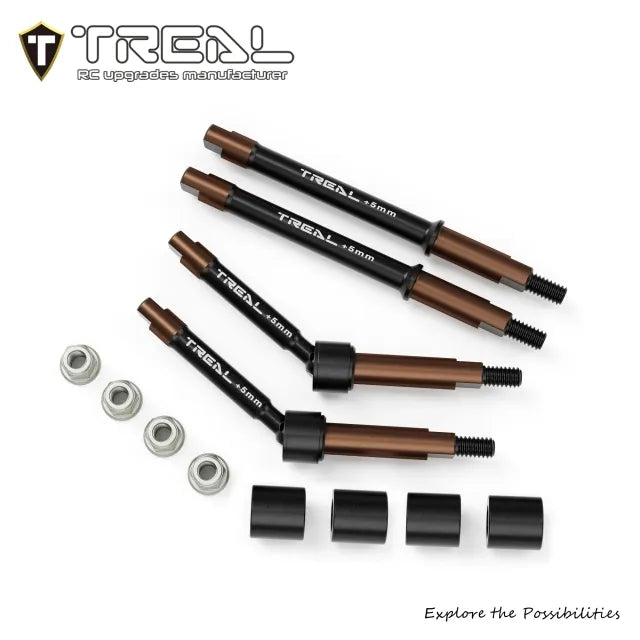 TREAL Harden Steel Extended CVD Driveshafts +5mm for Axial SCX30