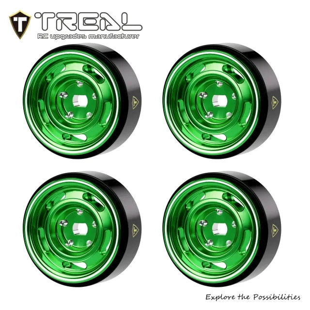 TREAL Aluminum Beadlock Wheels (4P) 0.7'' Wheel for Axial SCX30-Type A
