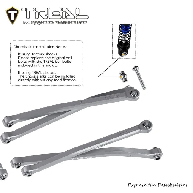 TREAL 7075 Aluminum High Clearance Chassis Links(8P) Set for Axial SCX30