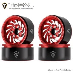 TREAL 1.9 Beadlock Wheels - Cyclone Style CNC Machined Aluminum Rims (4-Pack)  for 1/10 RC Crawlers e.g. TRX4, SCX10 III, and Ascent
