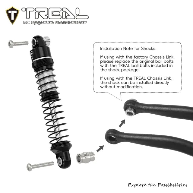 TREAL Aluminum 29mm Oil-fillable Shocks for 1/30 Axial SCX30
