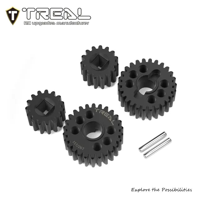 TREAL Harden Steel Overdrive OD Portal Gears Set (15T/26T) for Axial 1/8 AXP8 Gilamon,overdrive 24%