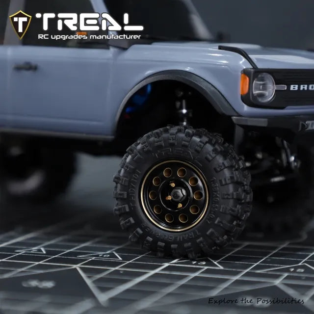 TREAL 0.7" Brass Beadlock Wheels (4Pcs) – 10-Hole Design for Axial SCX30-D