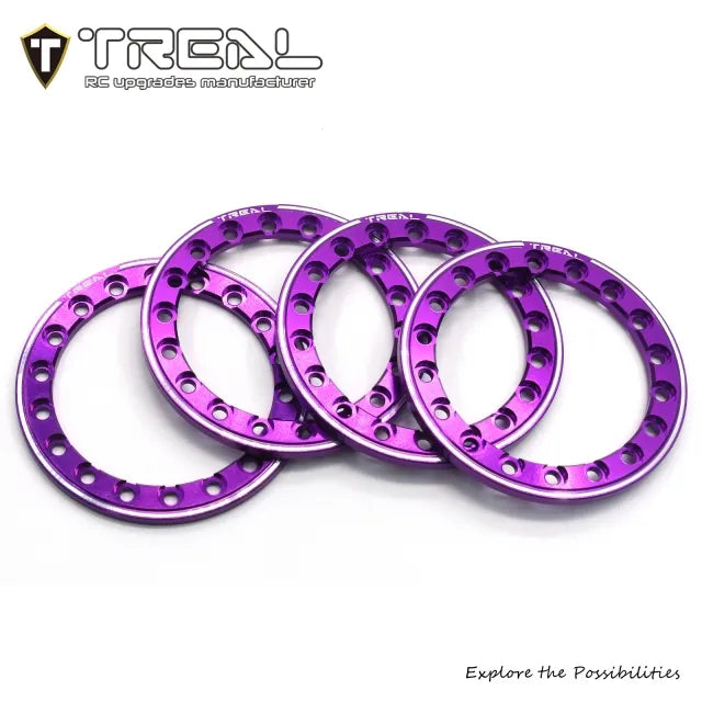 TREAL 1.9 Beadlock Rings Aluminum Replacement for 1.9 Type D/E Wheels 1:10 RC Crawler Cars Green/Orange/Purple