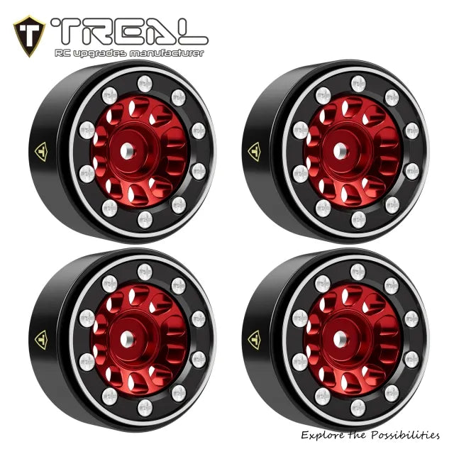 TREAL Aluminum Beadlock Wheels (4P) 0.7'' Wheel for Axial SCX30-Type E