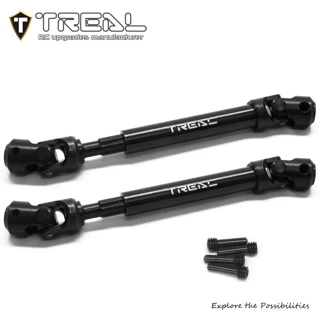 TREAL Harden Steel Driveshafts (2) 91-125mm Universal Center Drive Shaft Upgrades for Axial 1/10 SCX10 III Capra