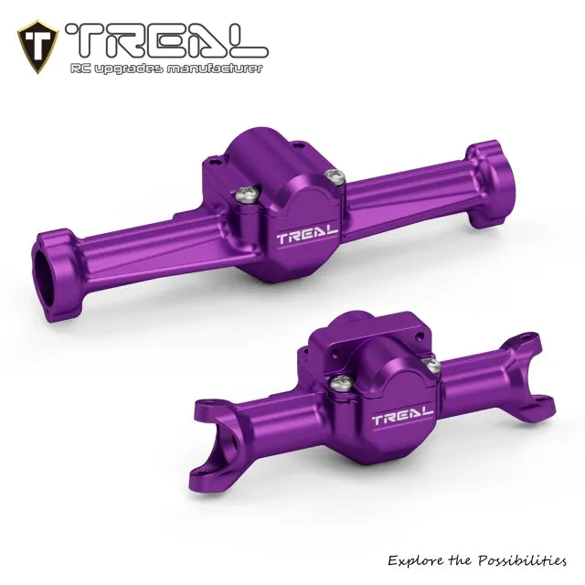 TREAL SCX30 Front and Rear Axle Housings Set CNC Machined 7075 Aluminum Upgrades