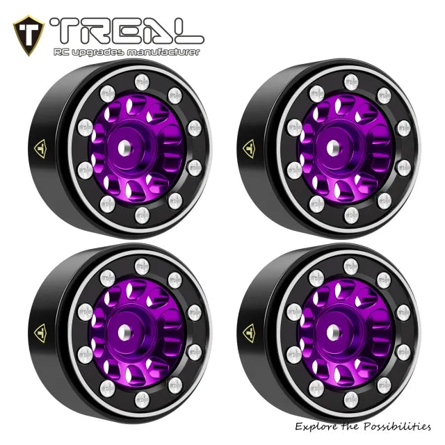 TREAL Aluminum Beadlock Wheels (4P) 0.7'' Wheel for Axial SCX30-Type E